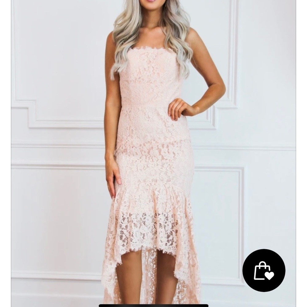 NWT Maniju midi high low dress in blush - L